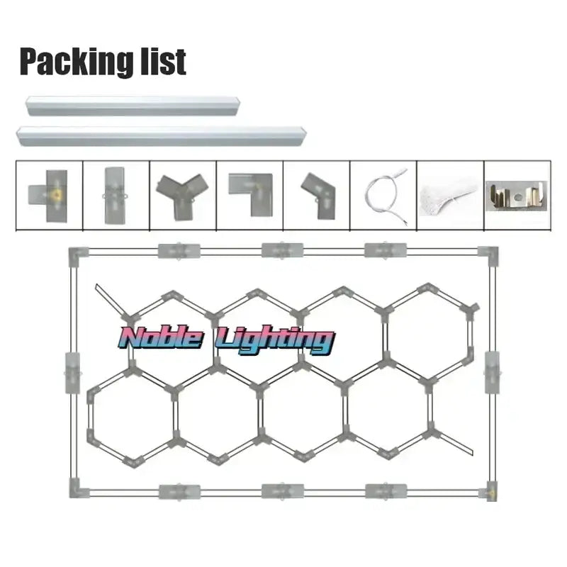 Silver hexagonal decorbites hexagon led ceiling light with interconnected panels and mounting hardware for garage use