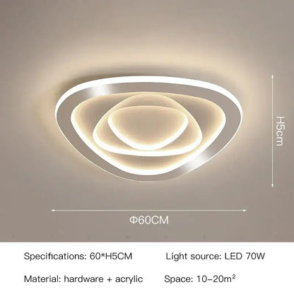 Modern white led ceiling light with concentric oval rings and acrylic finish in decorbites gold luxury led ceiling decor