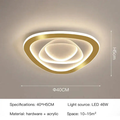 Modern hexagonal gold luxury led ceiling chandelier with concentric oval rings and warm glow for living room decorbites gold luxury