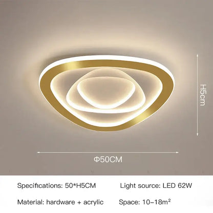 Modern hexagonal gold luxury led ceiling chandelier with concentric oval rings and warm glow for living room decorbites gold luxury