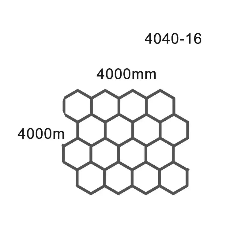 Diagram of decorbites hexagon led ceiling pattern 4040-16 with 4000mm by 4000mm dimensions for living room fixture