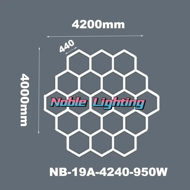 White hexagon led ceiling light panel with noble lighting branding model nb-19a-4240-950w for modern decorbites hexagon led fixture