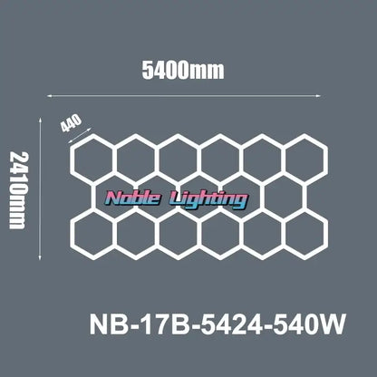 Modern white honeycomb hexagon led ceiling light with noble lighting branding model nb-17b-5424-540w decorbites hexagon led