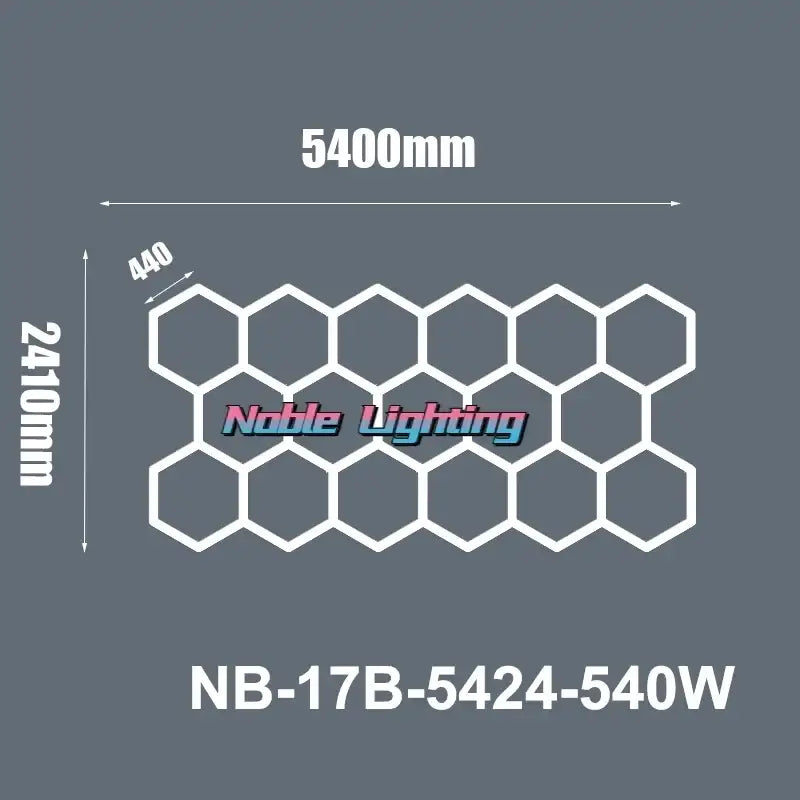 Modern white honeycomb hexagon led ceiling light with noble lighting branding model nb-17b-5424-540w decorbites hexagon led