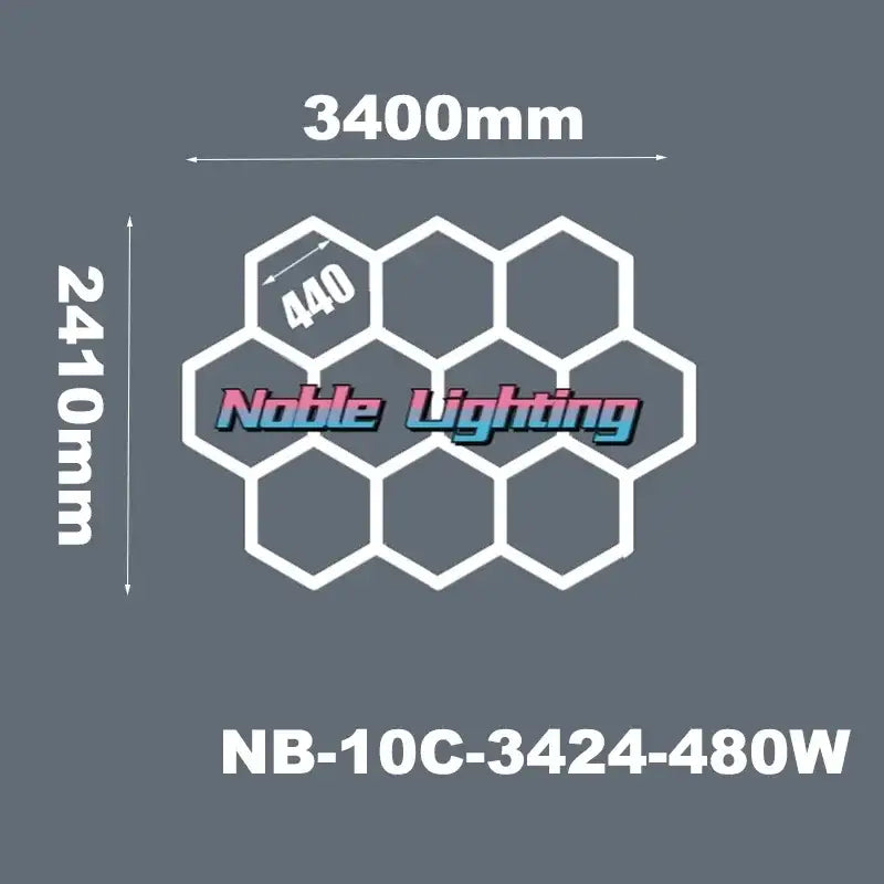 Modern white honeycomb hexagon led ceiling light with noble lighting logo nb-10c-3424-480w for living room decorbites hexagon led