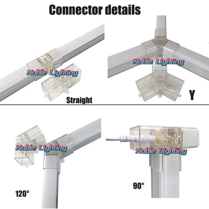 Clear plastic connector pieces including straight, y-shaped, 120-degree and 90-degree joints for decorbites hexagon led ceiling light