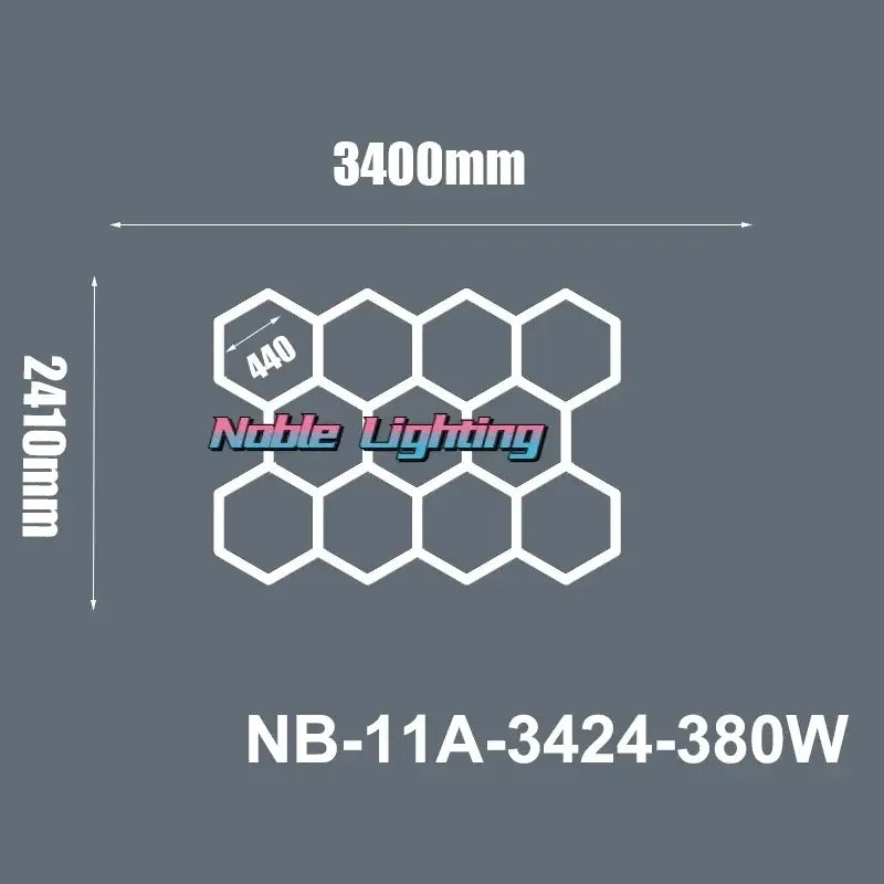White modern honeycomb hexagon led ceiling light nb-11a-3424-380w with 440mm cells by noble for living room decorbites hexagon led