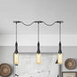 Modern Industrial Amber Glass Chandelier with LED Lights - Black Finish, Tandem Hanging Ceiling Lamp