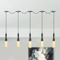 Modern Industrial Amber Glass Chandelier with LED Lights - Black Finish, Tandem Hanging Ceiling Lamp