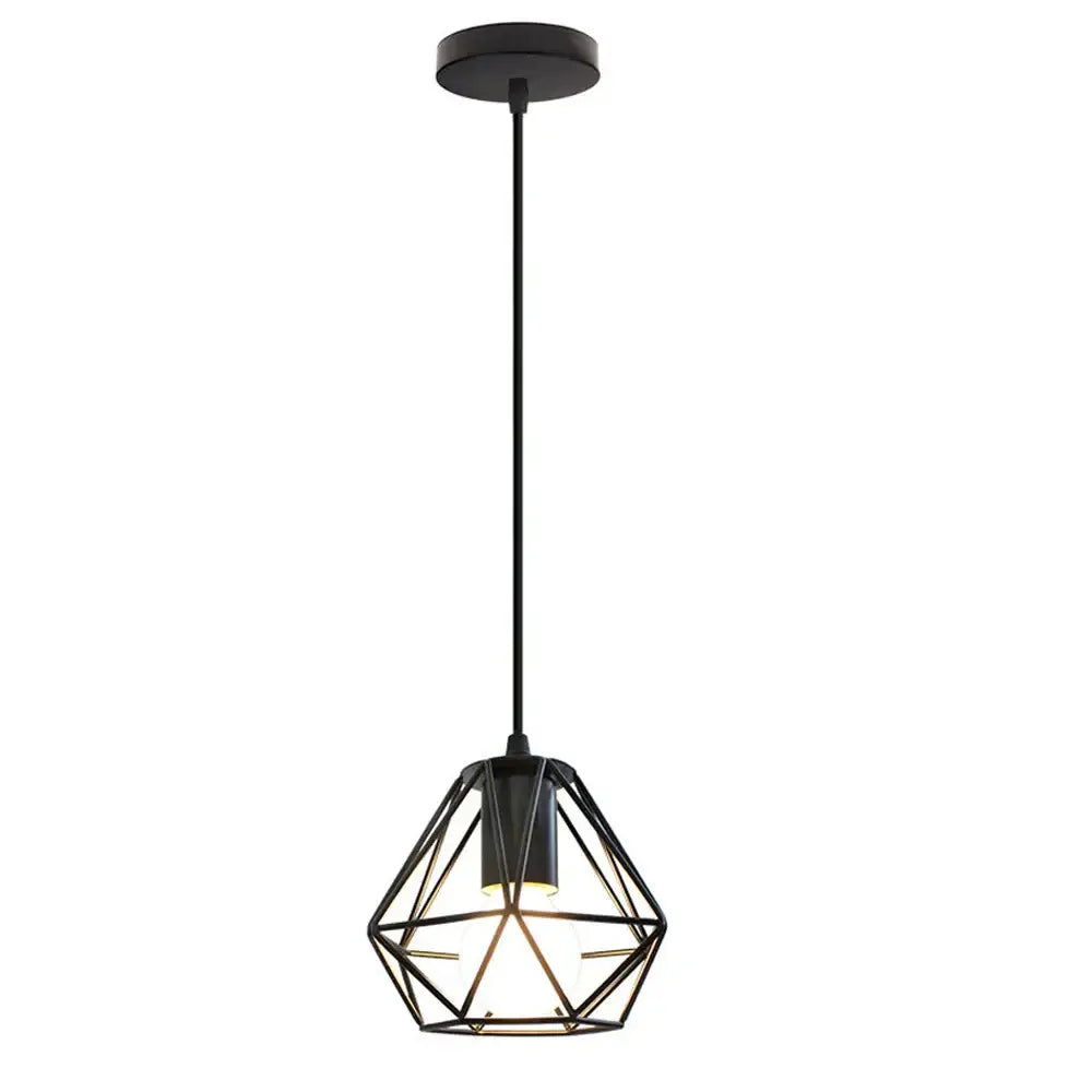 Modern industrial black cage pendant light with frosted glass panels and metal frame for dining room decorbites cage pendant