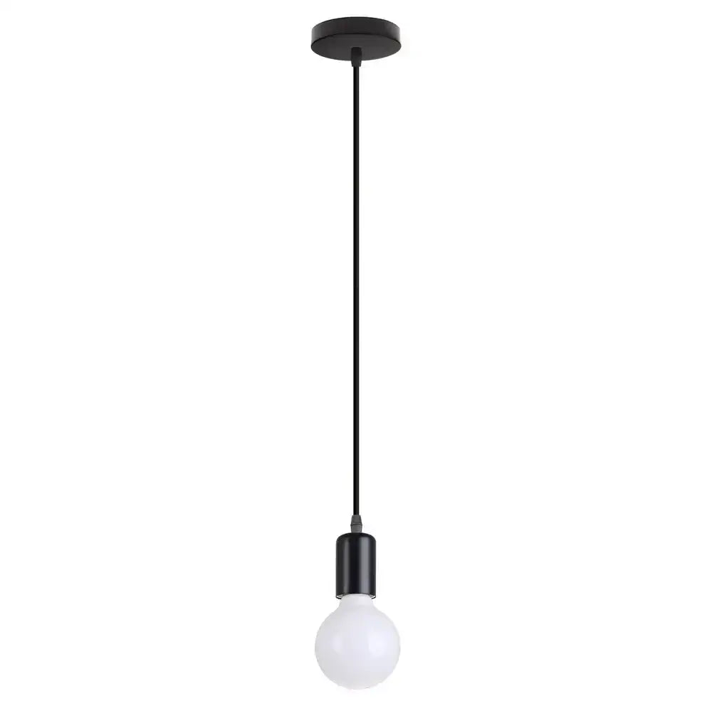 Modern industrial black cage pendant light with matte ceiling mount and frosted glass bulb for dining room decorbites cage pendant