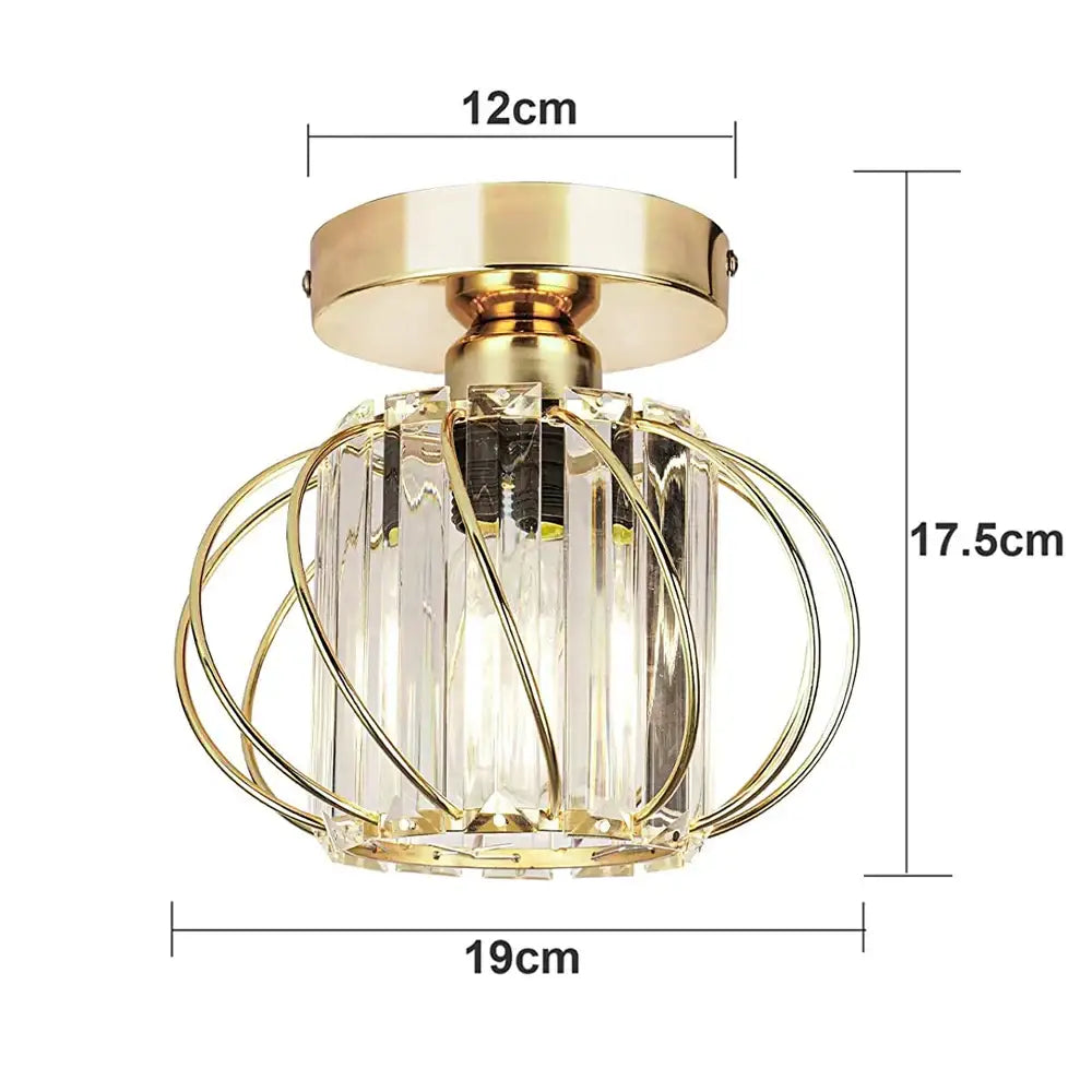 Gold-finished modern industrial decorbites crystal ceiling chandelier with clear faceted glass panels for living room light