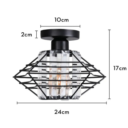 Modern industrial black metal cage ceiling light with clear crystal accents decorbites crystal ceiling chandelier
