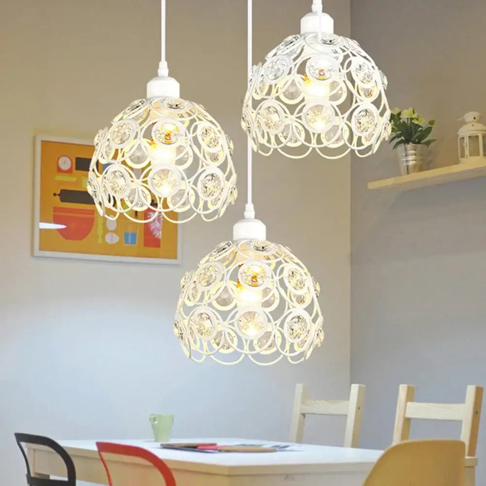 Modern industrial black crystal k9 pendant lamp with three white metalwork lights for kitchen island decorbites crystal
