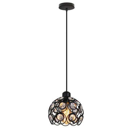 Black wrought iron modern industrial pendant lamp with crystal k9 accents and Edison bulb for kitchen island decorbites crystal