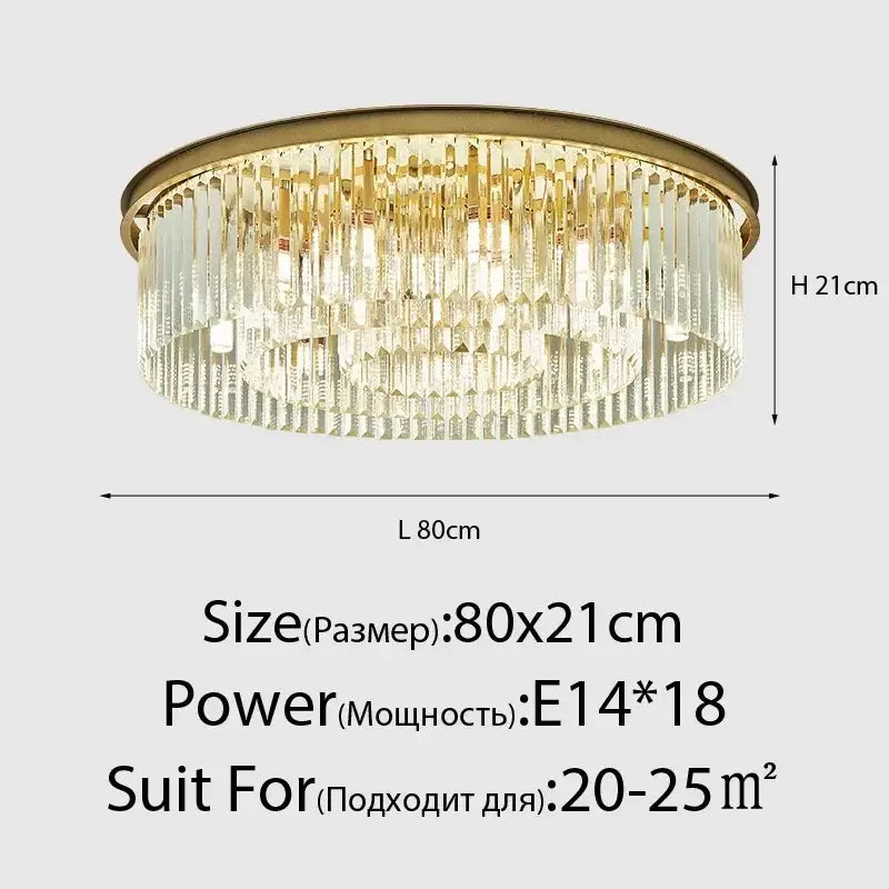 Gold-toned decorbites crystal ceiling chandelier with cascading clear crystal rods for modern industrial dining room decor