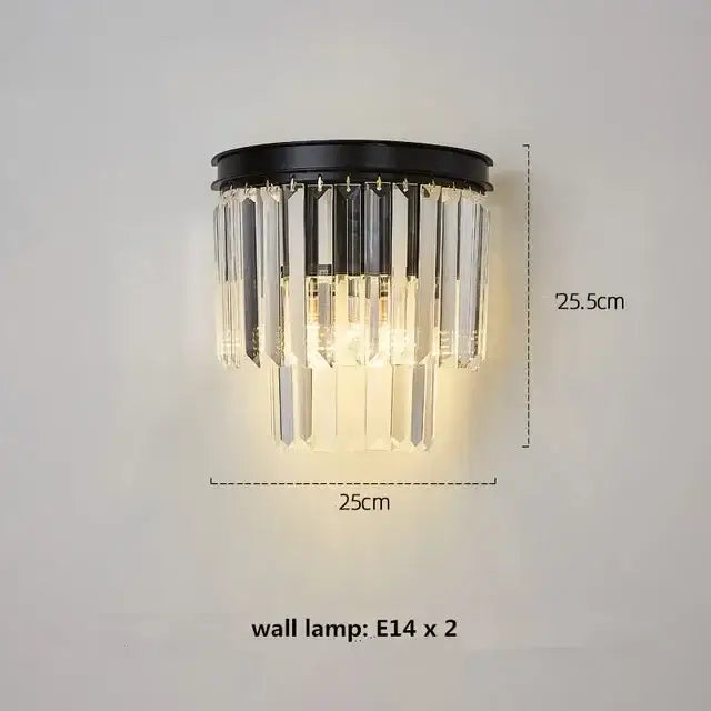 Black-framed wall lamp with clear crystal prisms for modern industrial decorbites crystal ceiling chandelier lighting