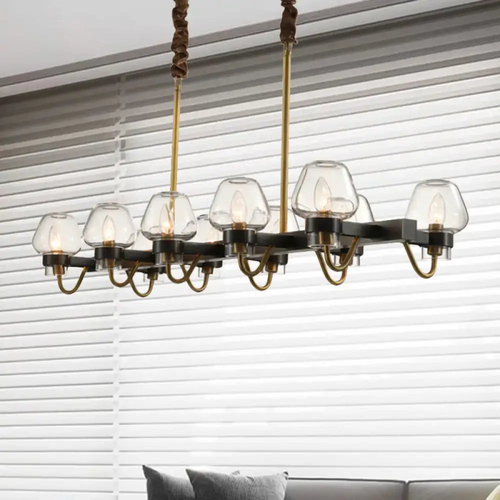Brass and black metal decorbites modernist dome island chandelier with clear glass globe shades for led incandescent fluorescent bulbs 220v-240v
