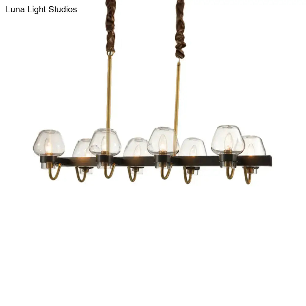 DecorBites modernist dome island chandelier with clear glass globes brass and black metal for 220v-240v led incandescent fluorescent bulbs