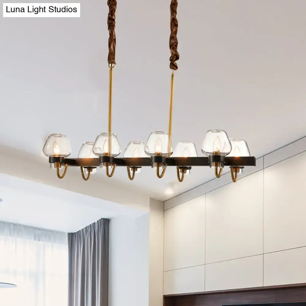 Decorbites modernist dome island chandelier with black metal frame gold accents six clear glass shades 220v-240v