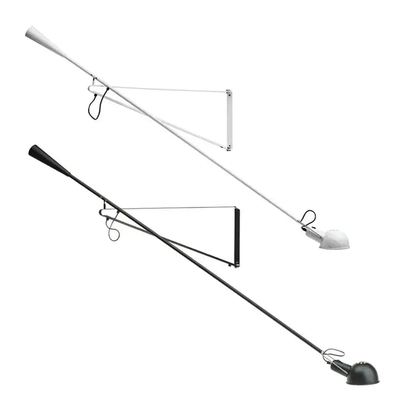 Modern industrial black and white dimmable led wall lamp with adjustable arms and conical shades by decorbites wall lamp