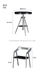 Modern industrial chrome adjustable dining chair with black top and iron art legs for kitchen bar use