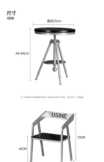 Modern industrial chrome adjustable dining chair with black top and iron art legs for kitchen bar use