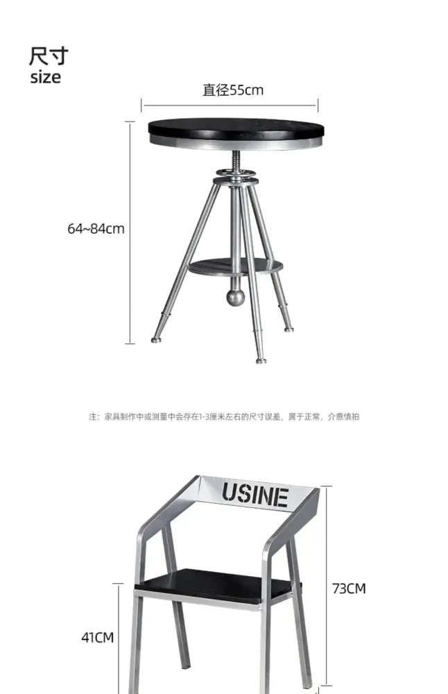 Modern industrial chrome adjustable dining chair with black top and iron art legs for kitchen bar use