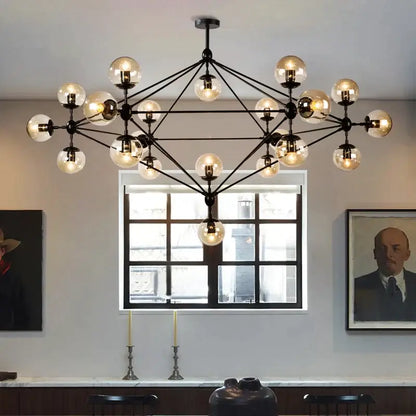 Black metal pendant light with multiple spherical glass bean bulbs modern industrial decorbites glass bean chandelier