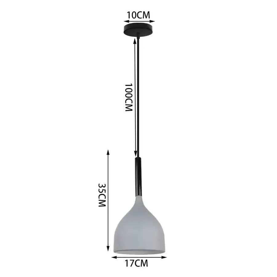 A modern industrial gray and black pendant light with frosted glass shade and metal hardware for living room decorbites