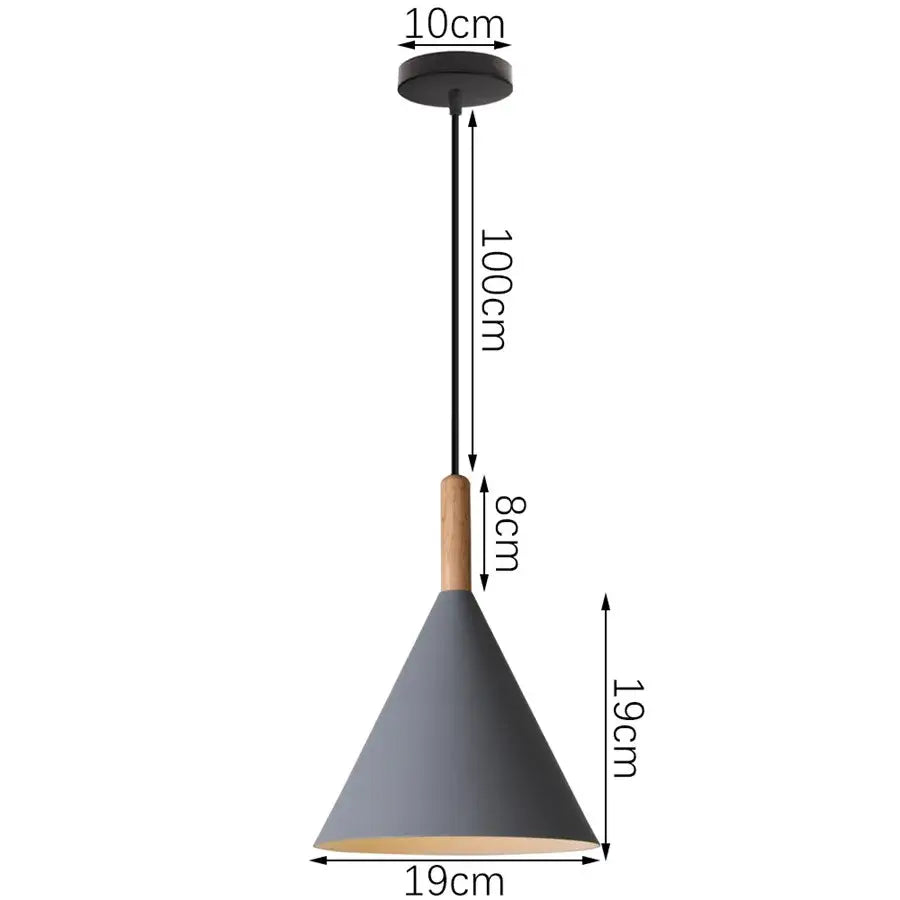 Modern industrial gray and black pendant light with wooden accent and metal hardware for living room decorbites industrial gray