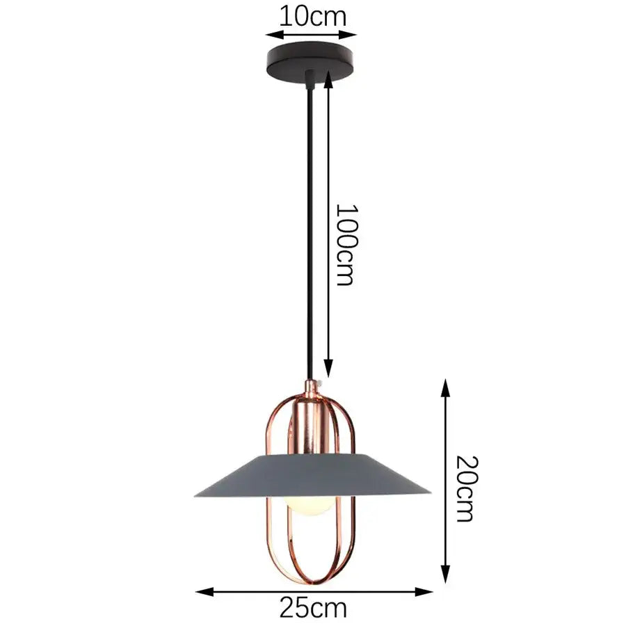 Modern industrial gray pendant light with copper-toned metal frame and matte gray shade for living room decorbites industrial gray