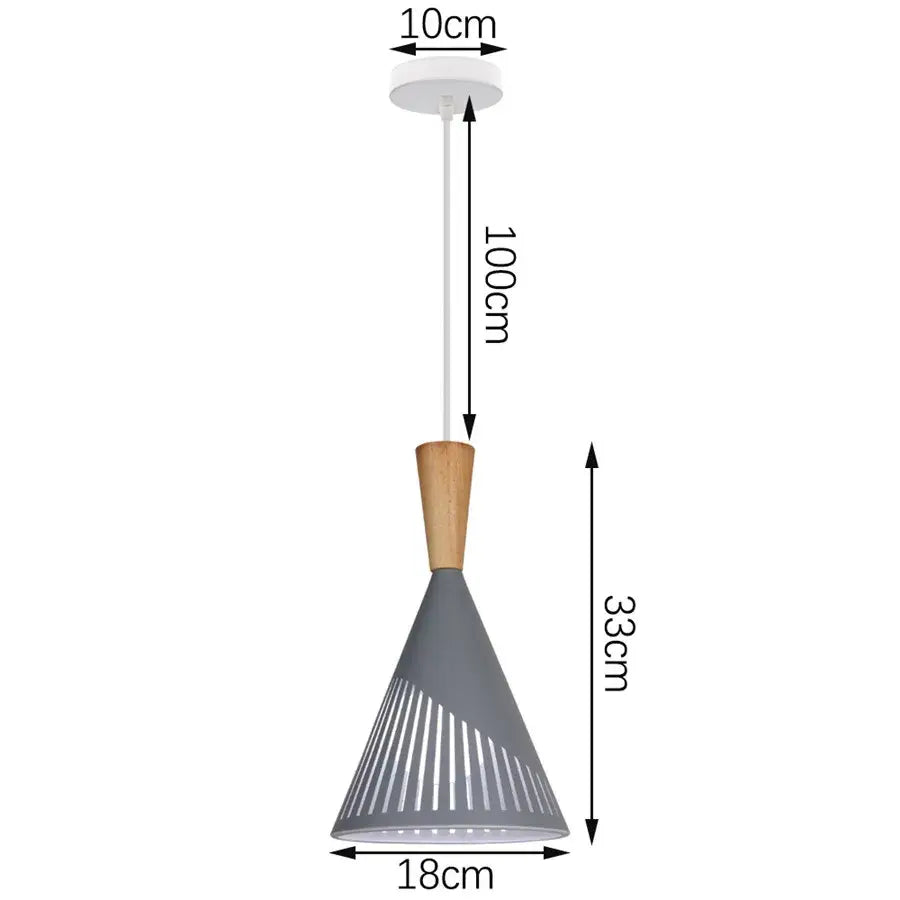 Modern gray conical pendant light with wooden accent and vertical slats for decorbites industrial gray pendant lighting
