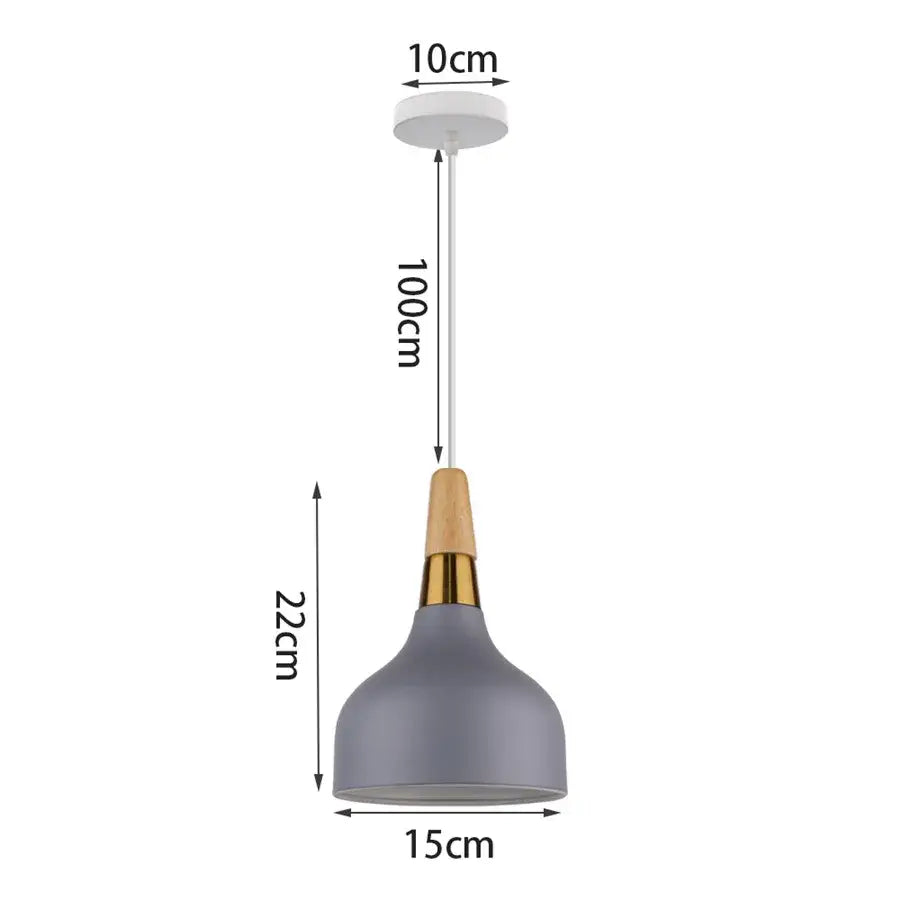 Modern industrial gray pendant light with matte finish wooden accent and gold-toned metal detail for living room decorbites industrial gray