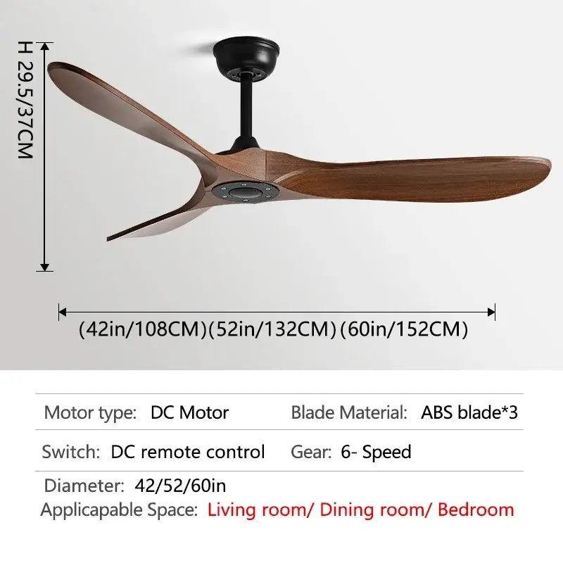 A modern industrial ceiling fan with three dark brown wooden blades and black motor housing for living room decorbites vintage