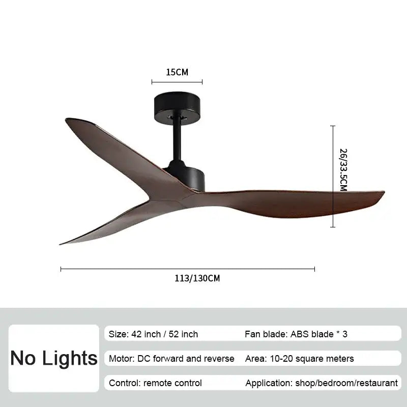 Modern industrial wind ceiling fan with three sleek dark brown abs blades for living room decorbites industrial wind ceiling