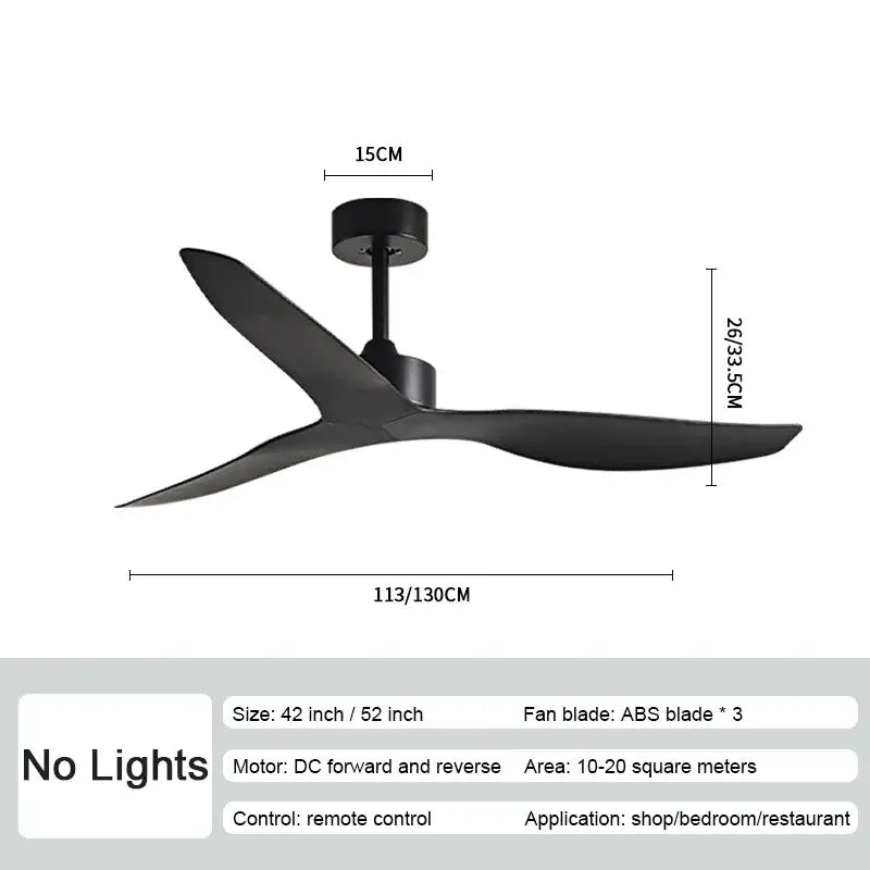 Black modern industrial wind ceiling fan with three sleek ABS blades for stylish living room decorbites industrial wind ceiling