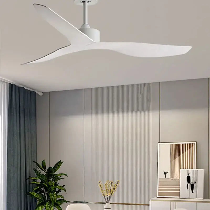Modern industrial wind ceiling fan with sleek white aerodynamic wood blades for living room decorbites industrial wind ceiling fans