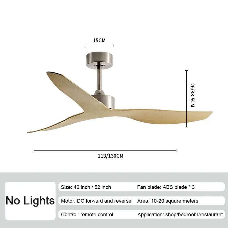 Modern industrial wind ceiling fan with three light-colored abs blades and brushed metallic finish for living room decorbites industrial wind ceiling fans