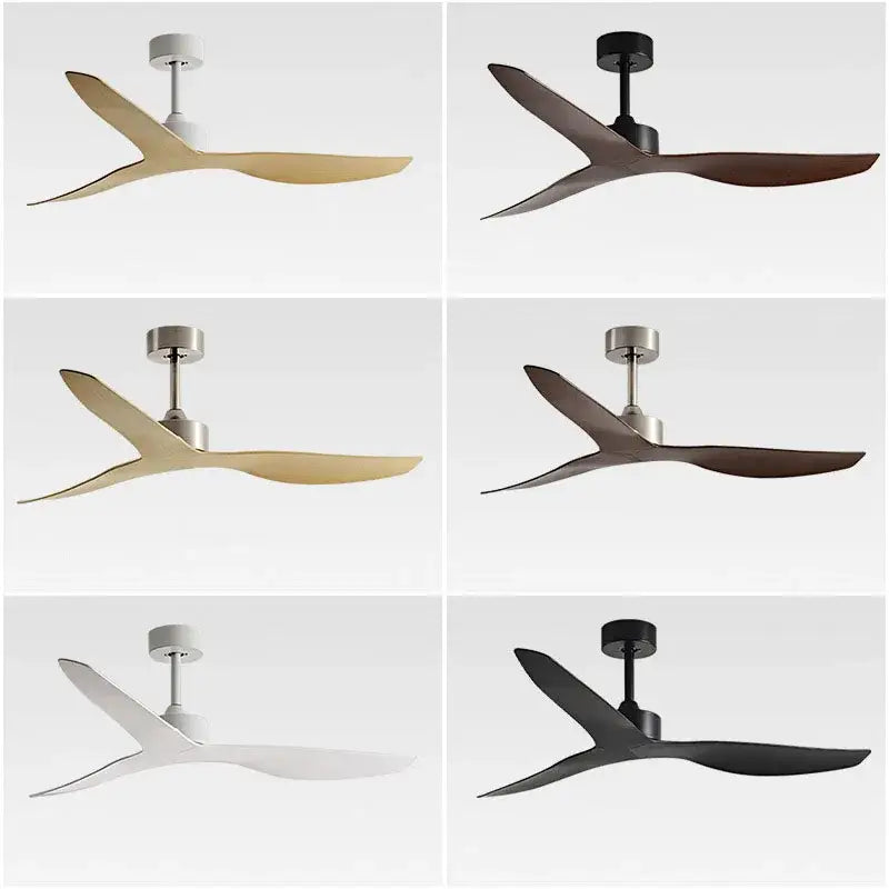 Modern industrial wind ceiling fan with sleek asymmetrical wood blades in matte metal finish for living room decorbites industrial wind