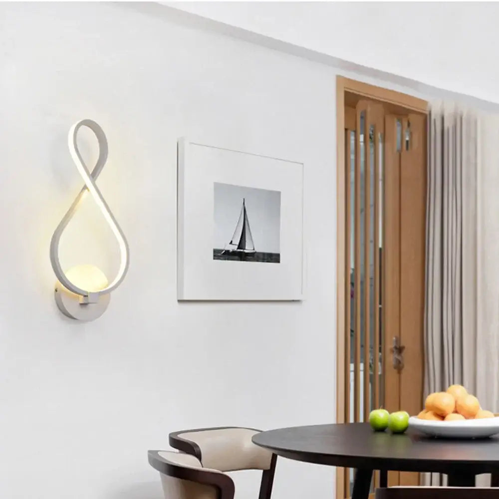 Modern white infinity-shaped decorbites led wall light with warm glow for living room wall light decor