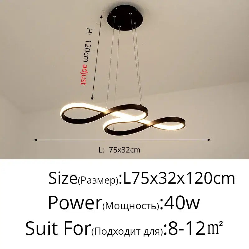 Modern black infinity loop led ceiling pendant light with sleek illuminated bands for decorbites gold led pendant decor