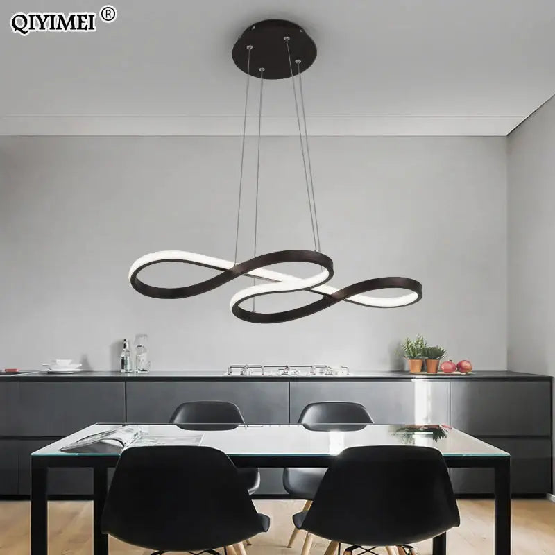Modern infinity loop black led pendant light with sleek design and white inner glow for decorbites gold led pendant decor