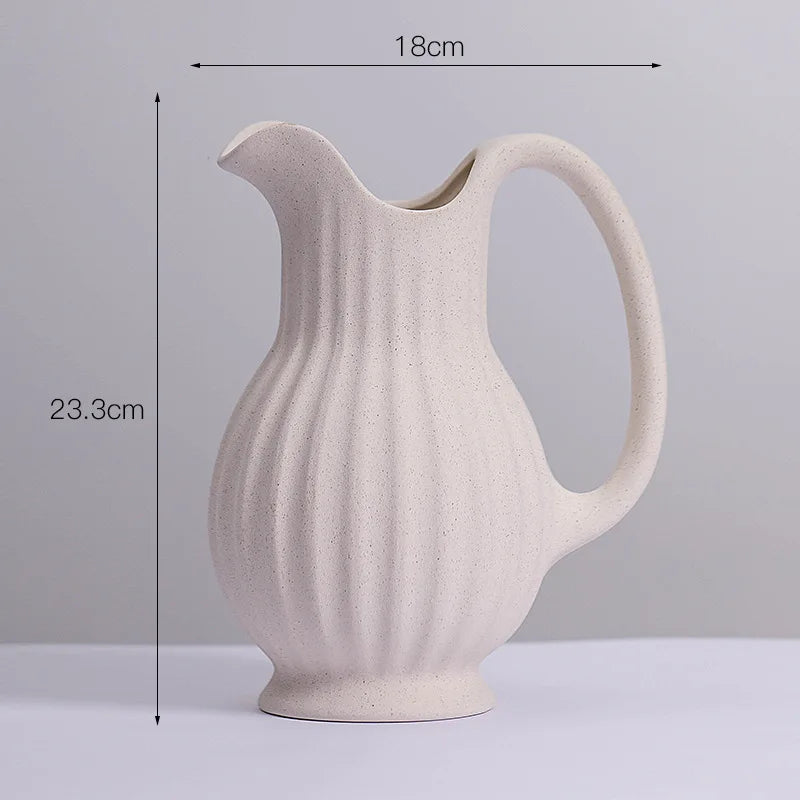 Modern Ins Style White Ceramic Spiral Vase - Big2 - Vase