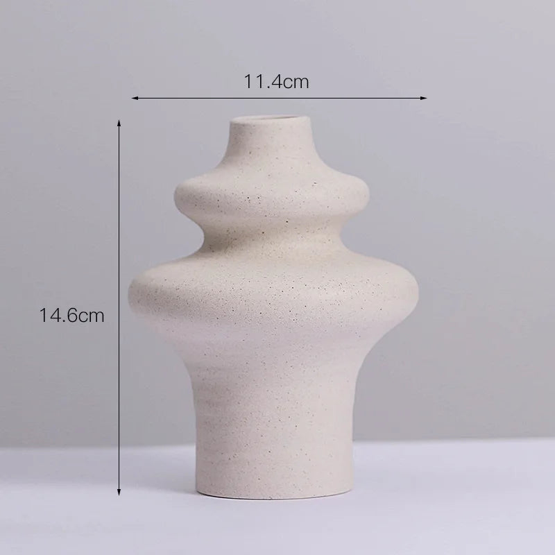Modern Ins Style White Ceramic Spiral Vase - Small1 - Vase
