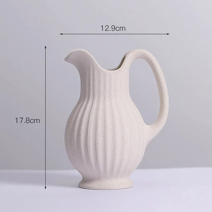 Modern Ins Style White Ceramic Spiral Vase - Small2 - Vase