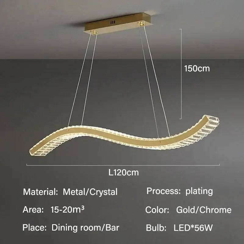 Modern interlocking crystal led ceiling chandelier with gold-plated metal and crystal design for dining room decorbites crystal led