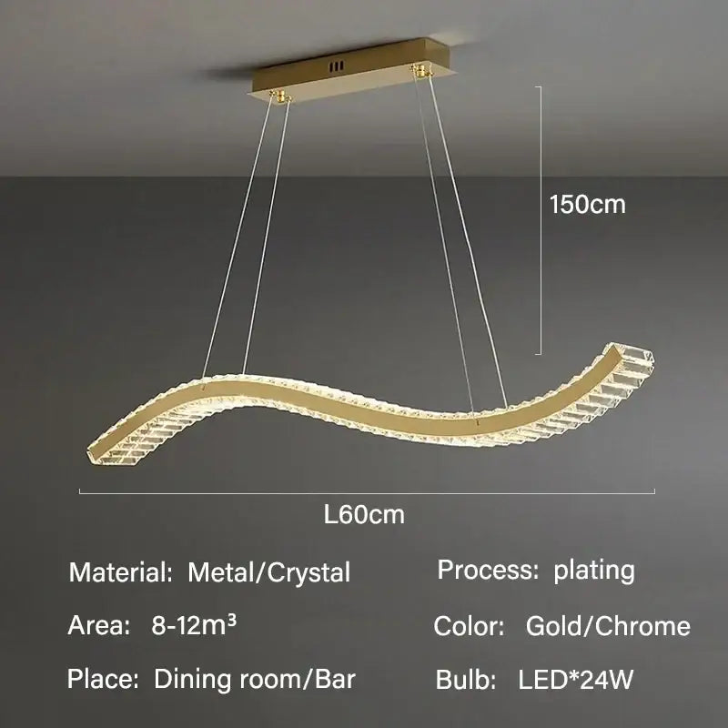 Modern interlocking decorbites crystal led gold-plated metal and crystal pendant light for ceiling decorbites crystal led