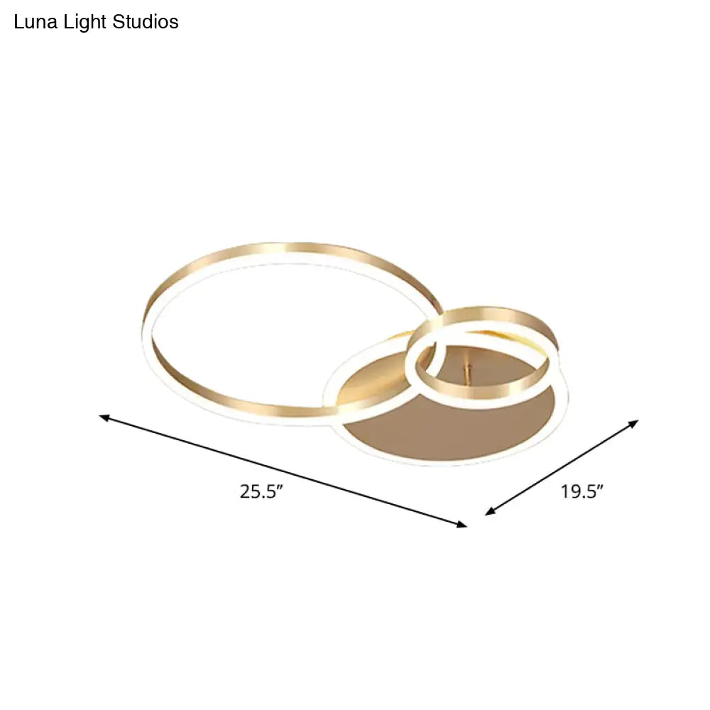 DecorBites™ DecorBites™ Modern Interlocking Ring LED Ceiling Lamp - Gold, Flushmount, 3/5 Tiered, Warm/White LED Light