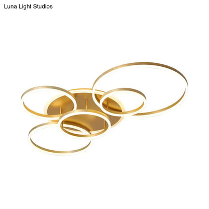 DecorBites™ DecorBites™ Modern Interlocking Ring LED Ceiling Lamp - Gold, Flushmount, 3/5 Tiered, Warm/White LED Light